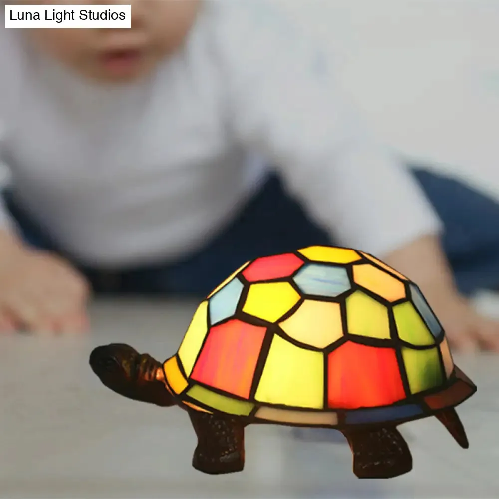 Adorable Turtle Table Lamp: Baroque Stained Glass Night Light for Kids Bedroom
