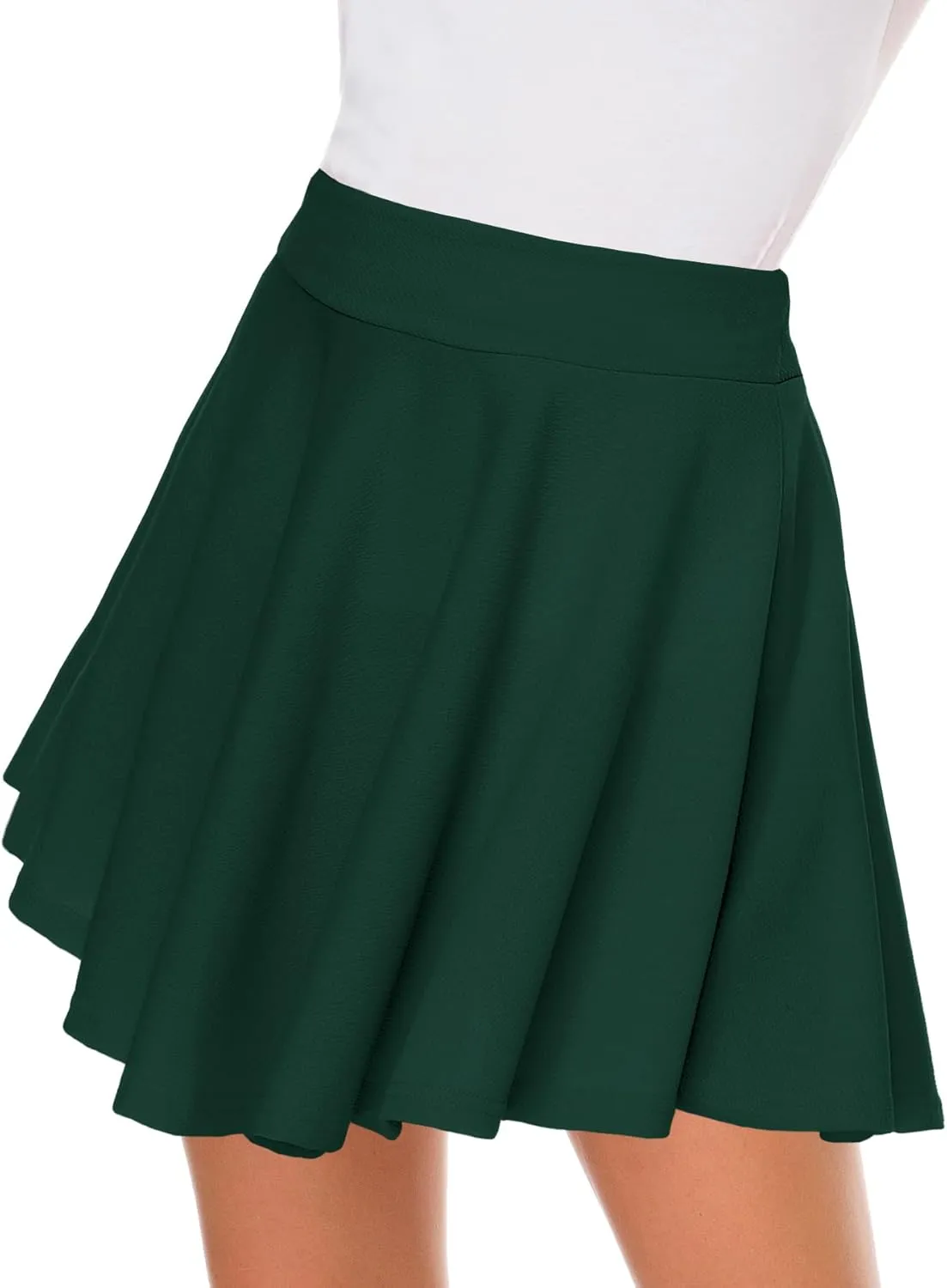 Afibi Casual Mini Stretch Waist Flared Plain Pleated Skater Skirt