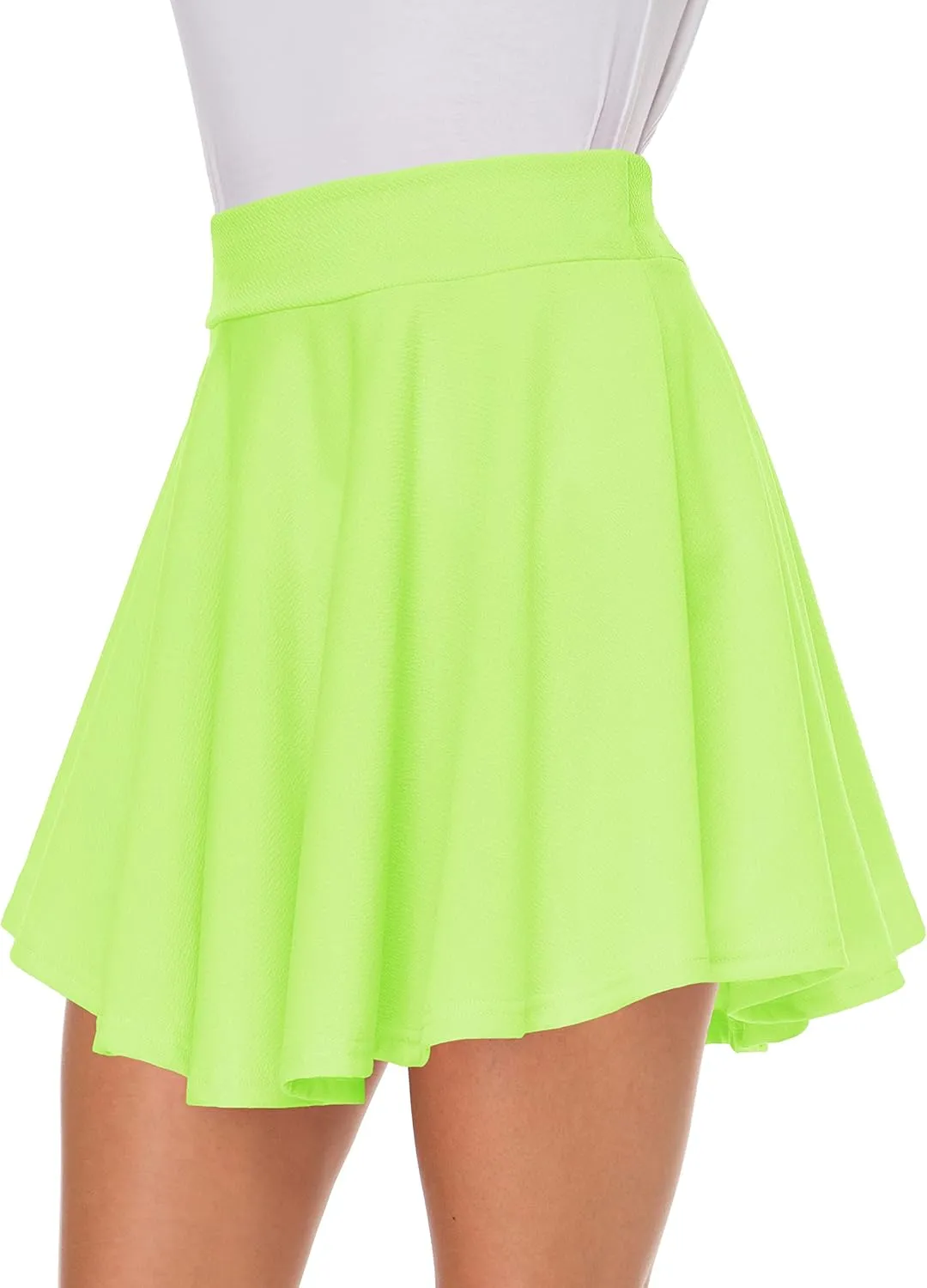 Afibi Casual Mini Stretch Waist Flared Plain Pleated Skater Skirt