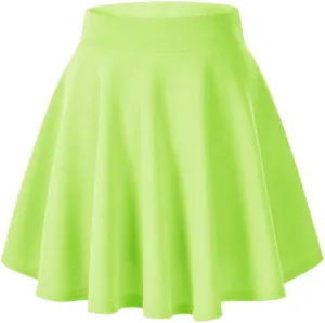 Afibi Casual Mini Stretch Waist Flared Plain Pleated Skater Skirt