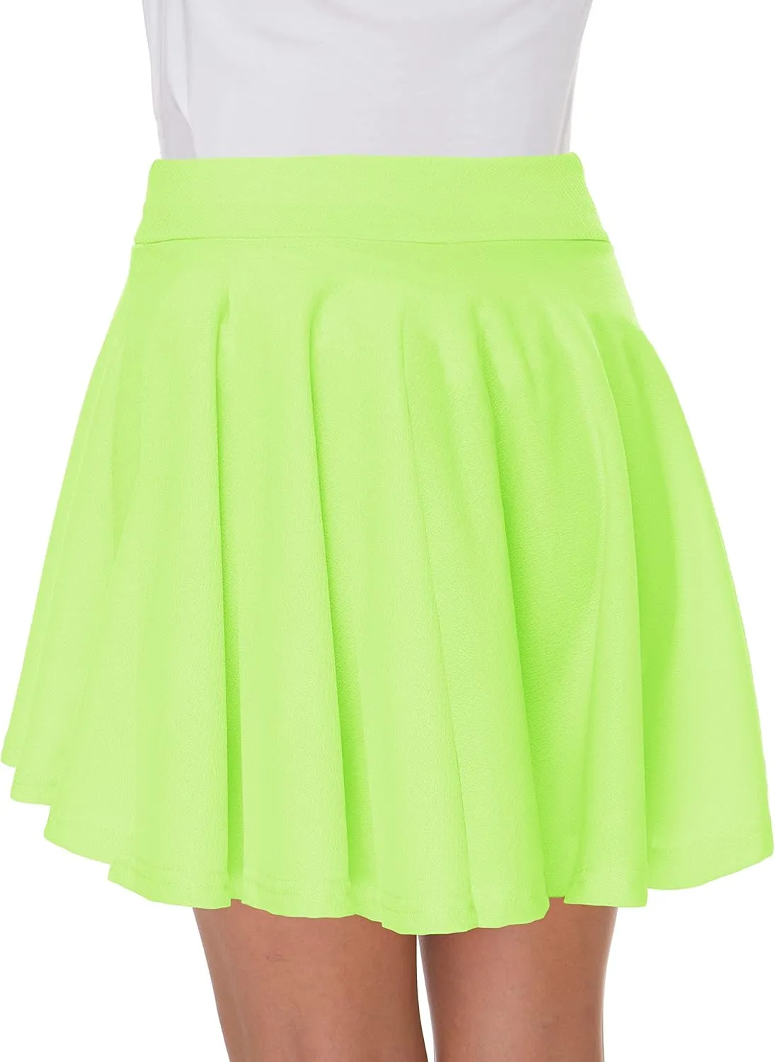 Afibi Casual Mini Stretch Waist Flared Plain Pleated Skater Skirt