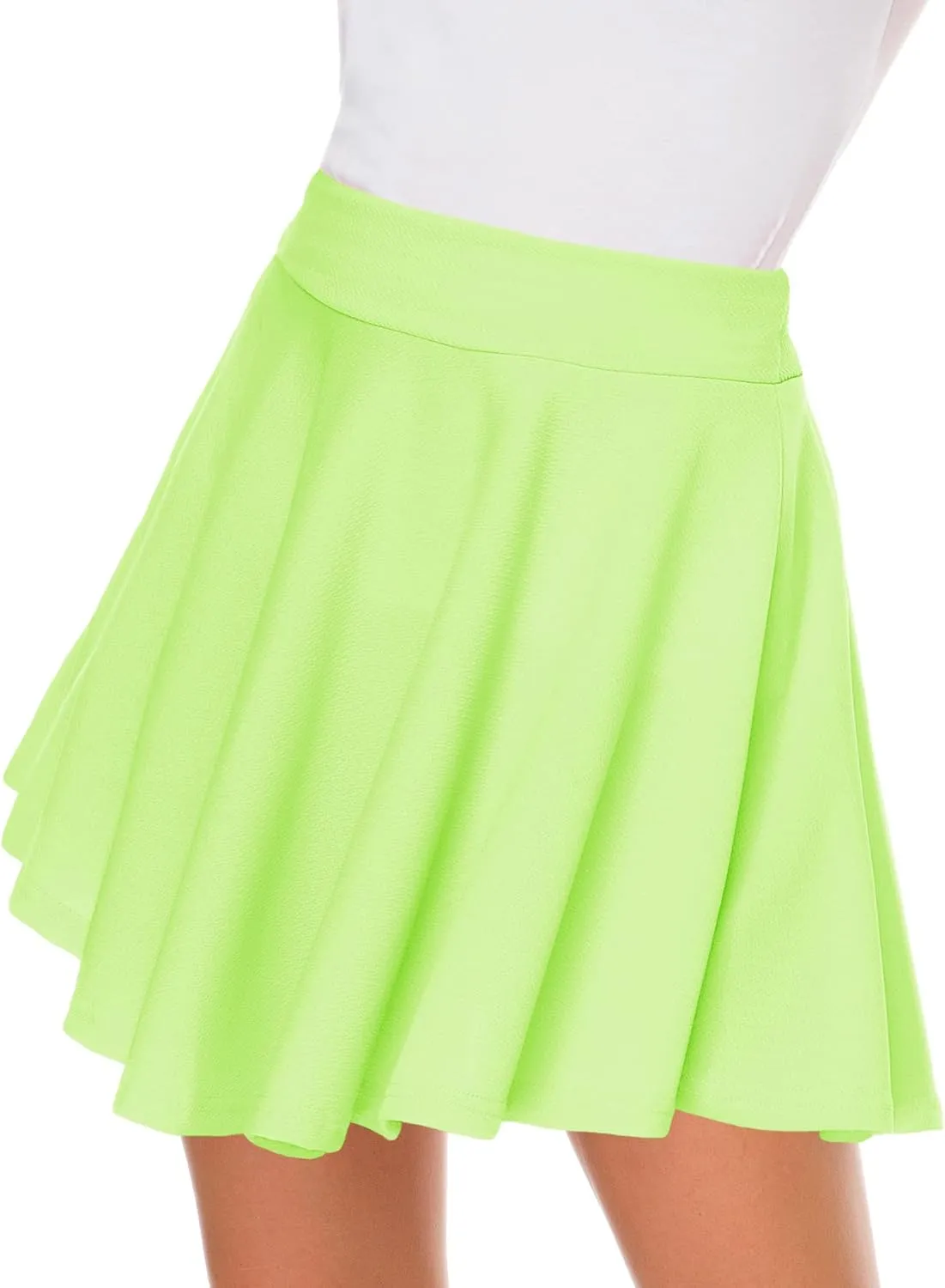 Afibi Casual Mini Stretch Waist Flared Plain Pleated Skater Skirt