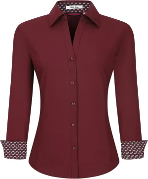 Alex Vando Womens Button Down Shirt Wrinkle Free Casual Long Sleeve Work Blouse Tops