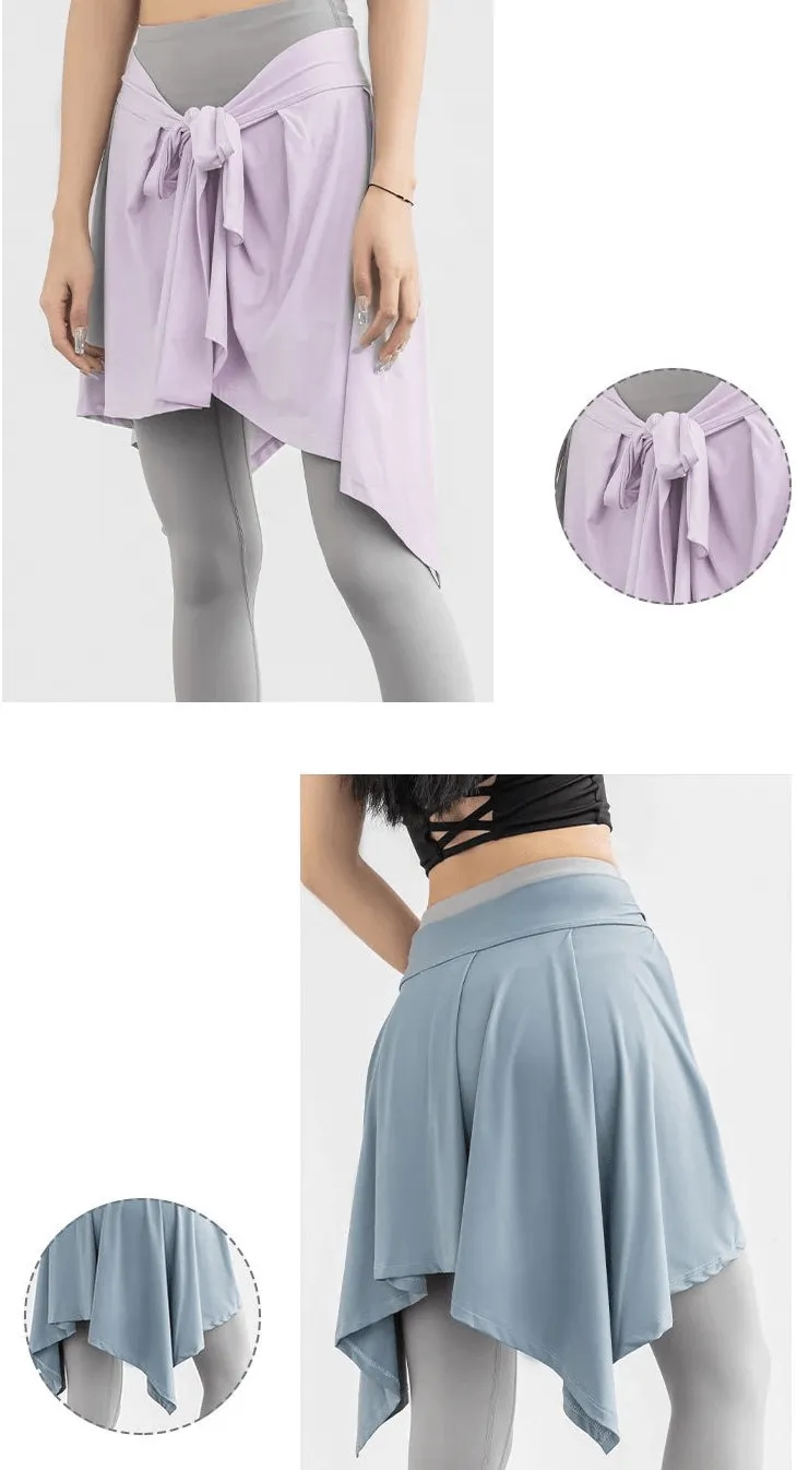 Asymmetric Quick-Drying Women's Tennis Skirt with Ties - SF0196