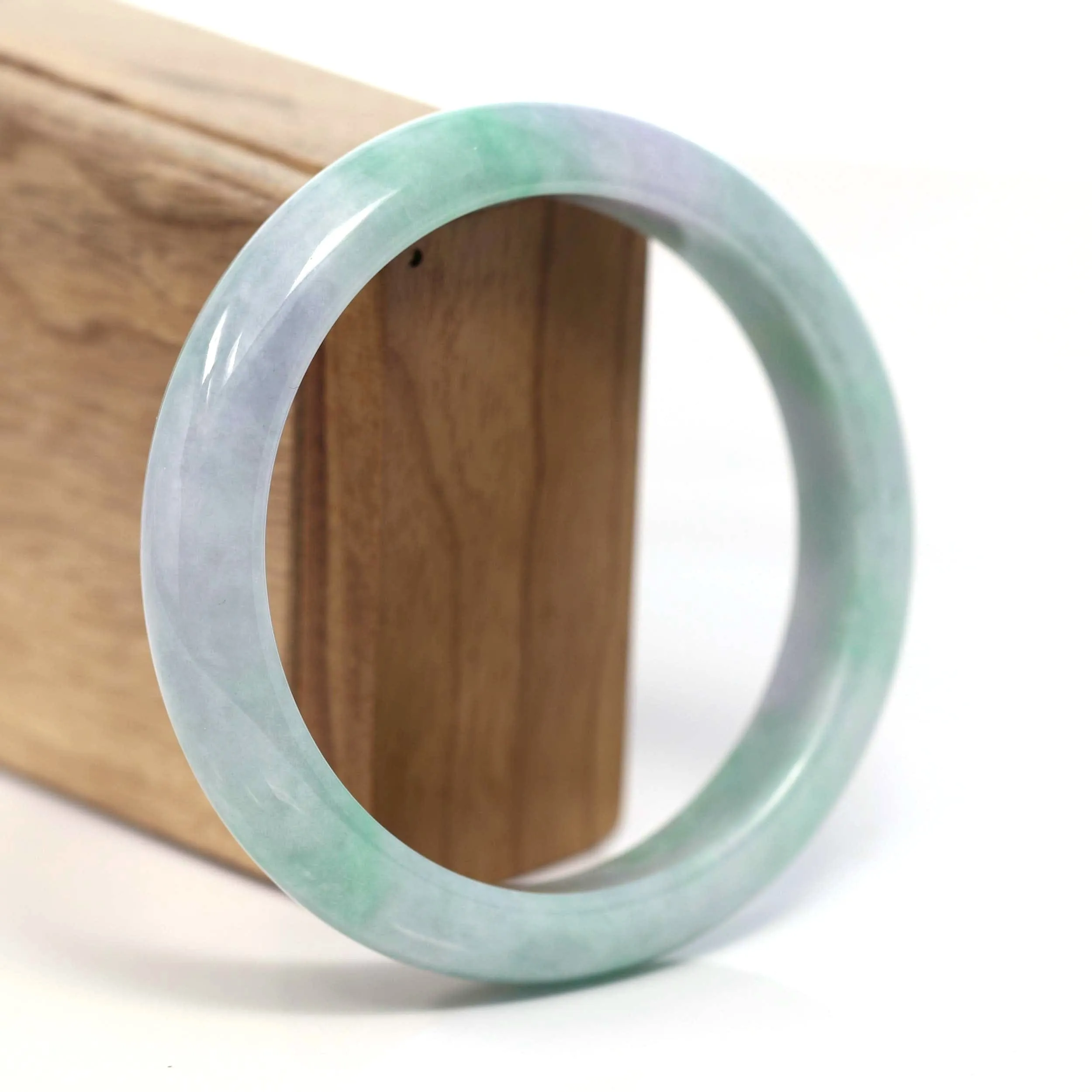 Baikalla™ "Classic Bangle" Genuine Burmese Green Lavender Jadeite Jade Bangle Bracelet (62.65mm) #T207