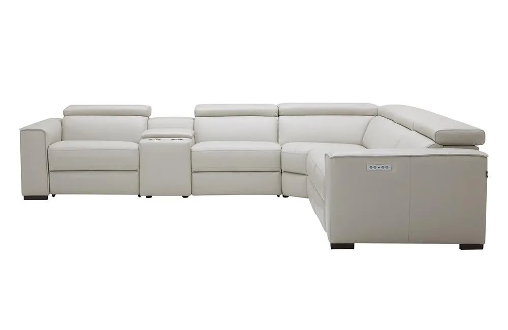 Bellagio Light Gray Leather Sectional with Recliners
