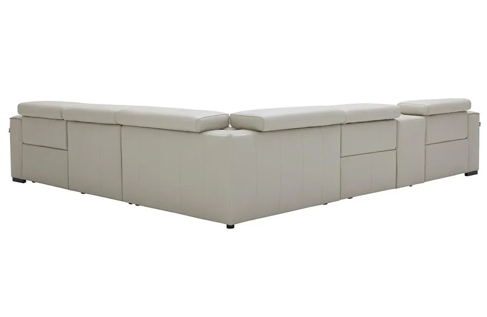 Bellagio Light Gray Leather Sectional with Recliners