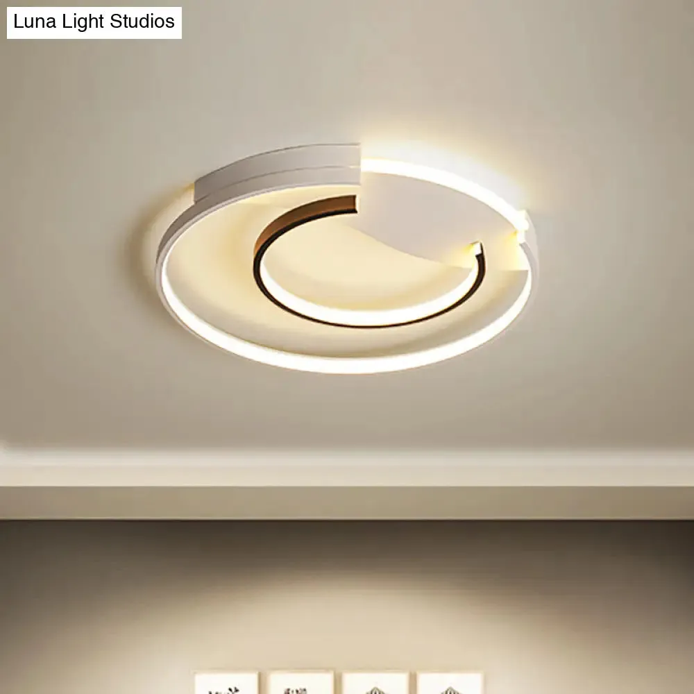 Black and White Simple Acrylic LED Flush Mount Light for Bedroom - Warm/White, 16"/19.5" Wide