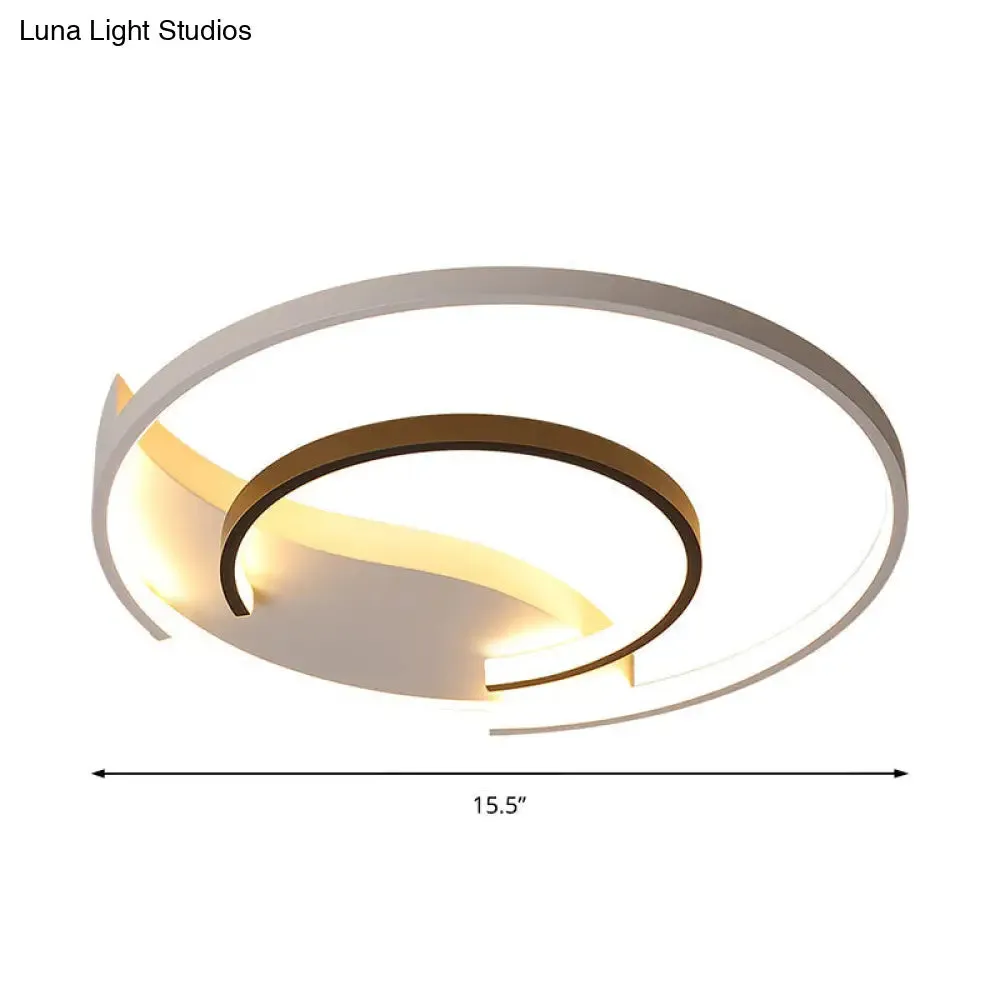 Black and White Simple Acrylic LED Flush Mount Light for Bedroom - Warm/White, 16"/19.5" Wide