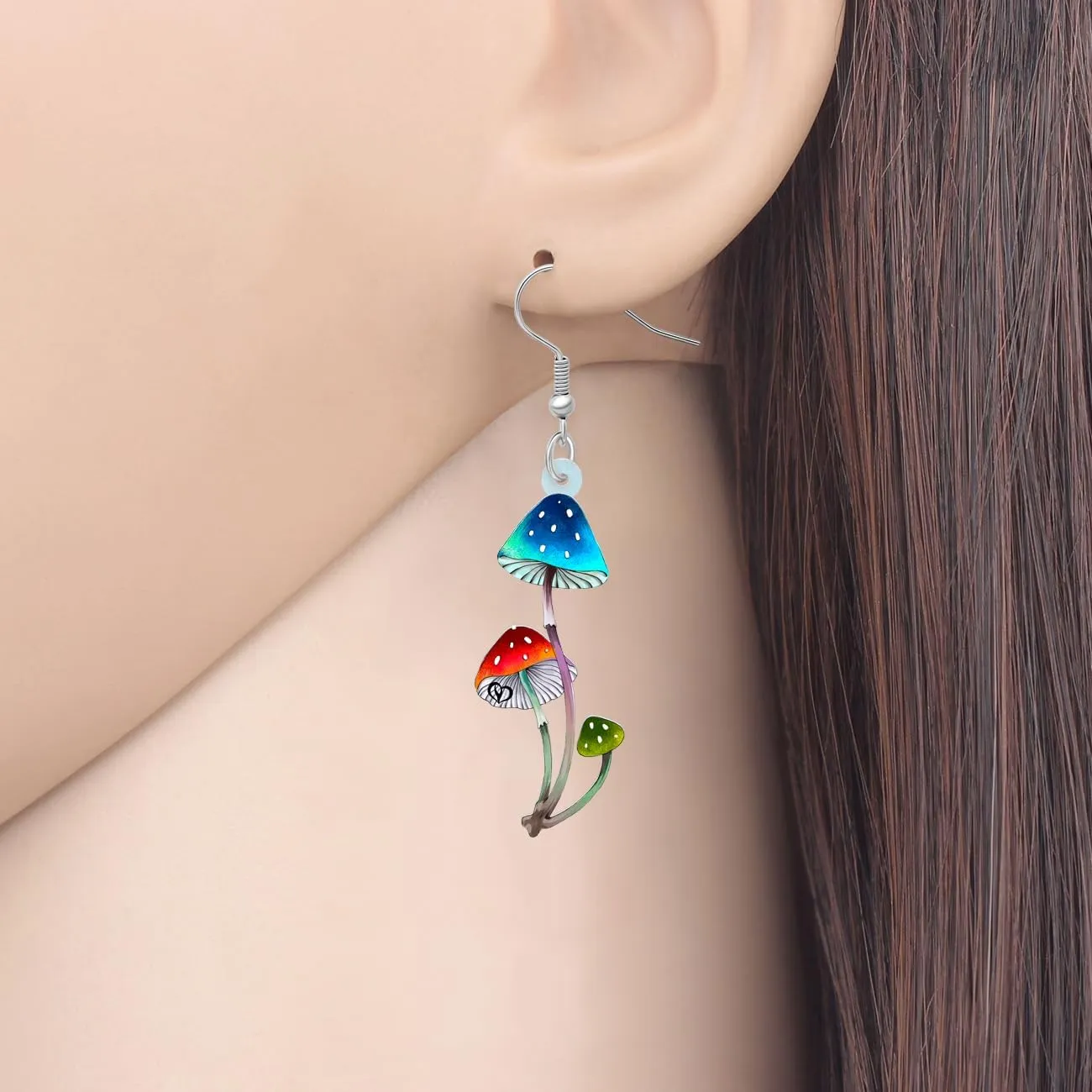 BONSNY Sweet Floral Acrylic Dangle Mushroom Earrings for Women Jewelry Gifts Novelty Funny Charms