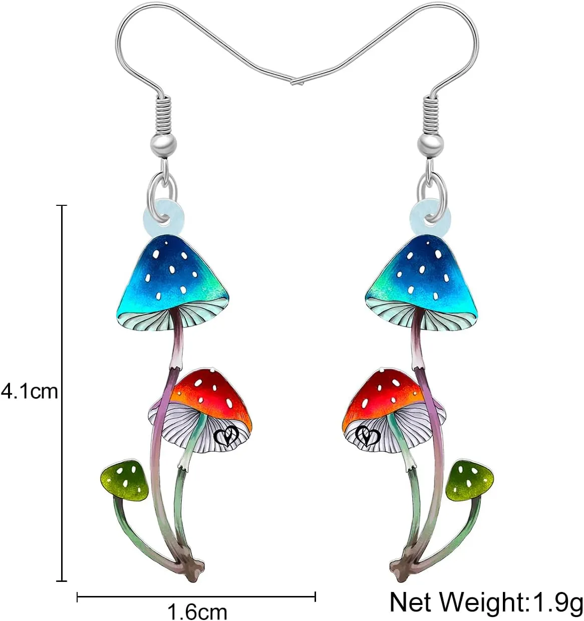 BONSNY Sweet Floral Acrylic Dangle Mushroom Earrings for Women Jewelry Gifts Novelty Funny Charms