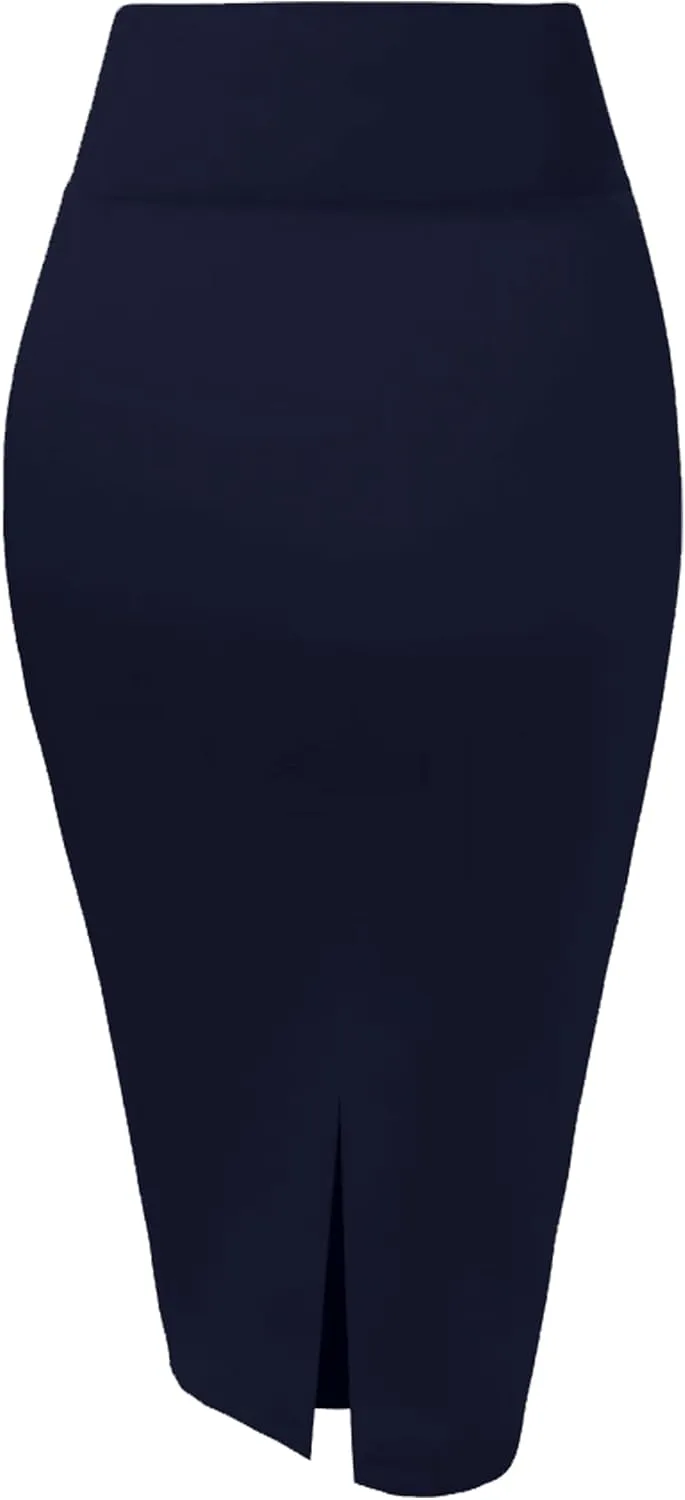 BSXIJIE Womens High Waist Stretch Office Work Pencil Skirt Midi Nylon Ponte Bodycon Skirt