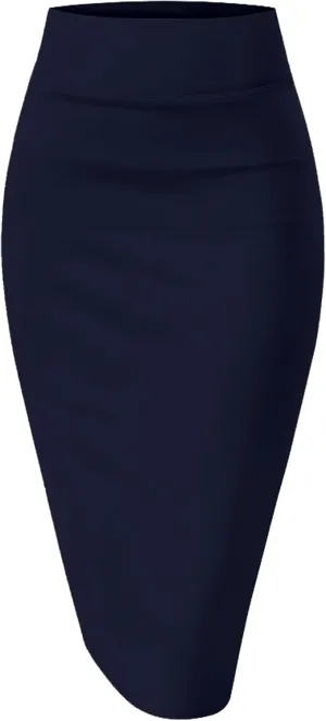 BSXIJIE Womens High Waist Stretch Office Work Pencil Skirt Midi Nylon Ponte Bodycon Skirt