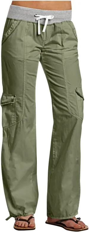 Cargo Yoga Pants for Women 2024 Fashion Wide Leg High Waisted Casual Drawstring Workout Y2K Pants with Pockets