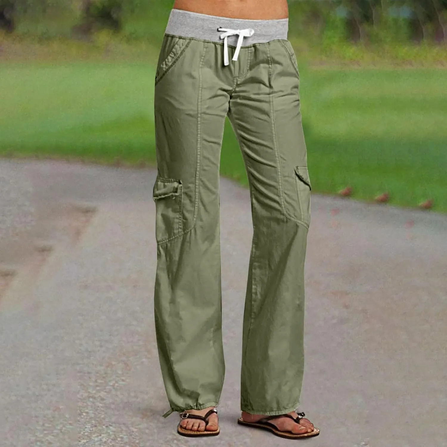 Cargo Yoga Pants for Women 2024 Fashion Wide Leg High Waisted Casual Drawstring Workout Y2K Pants with Pockets