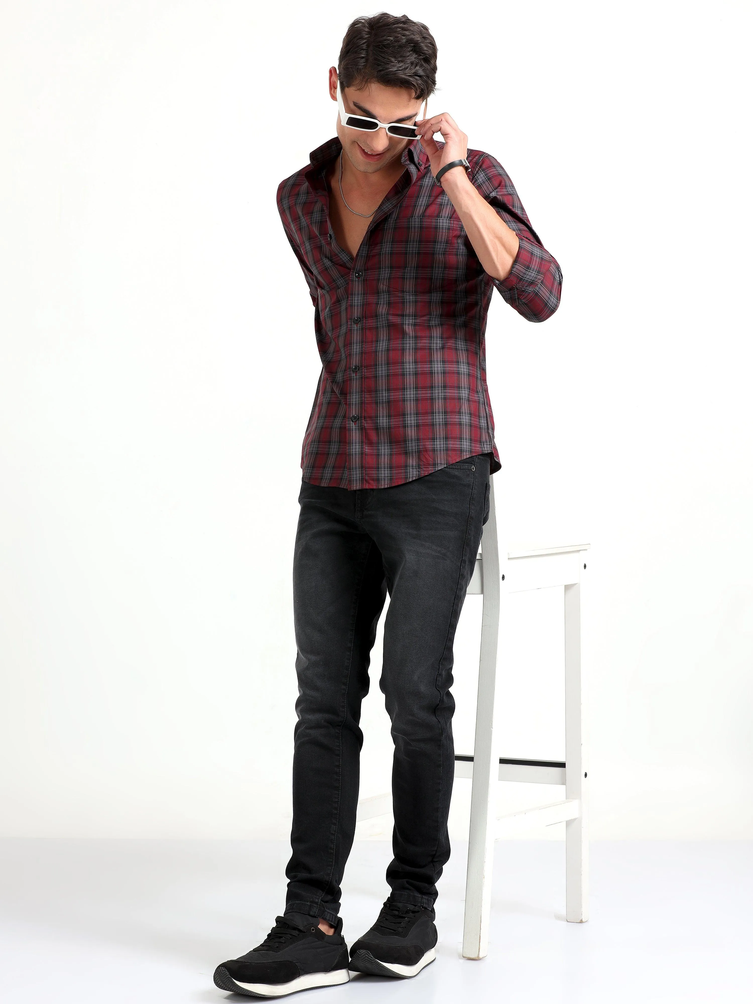 Checkmate Multi Checks Shirt Heath Red