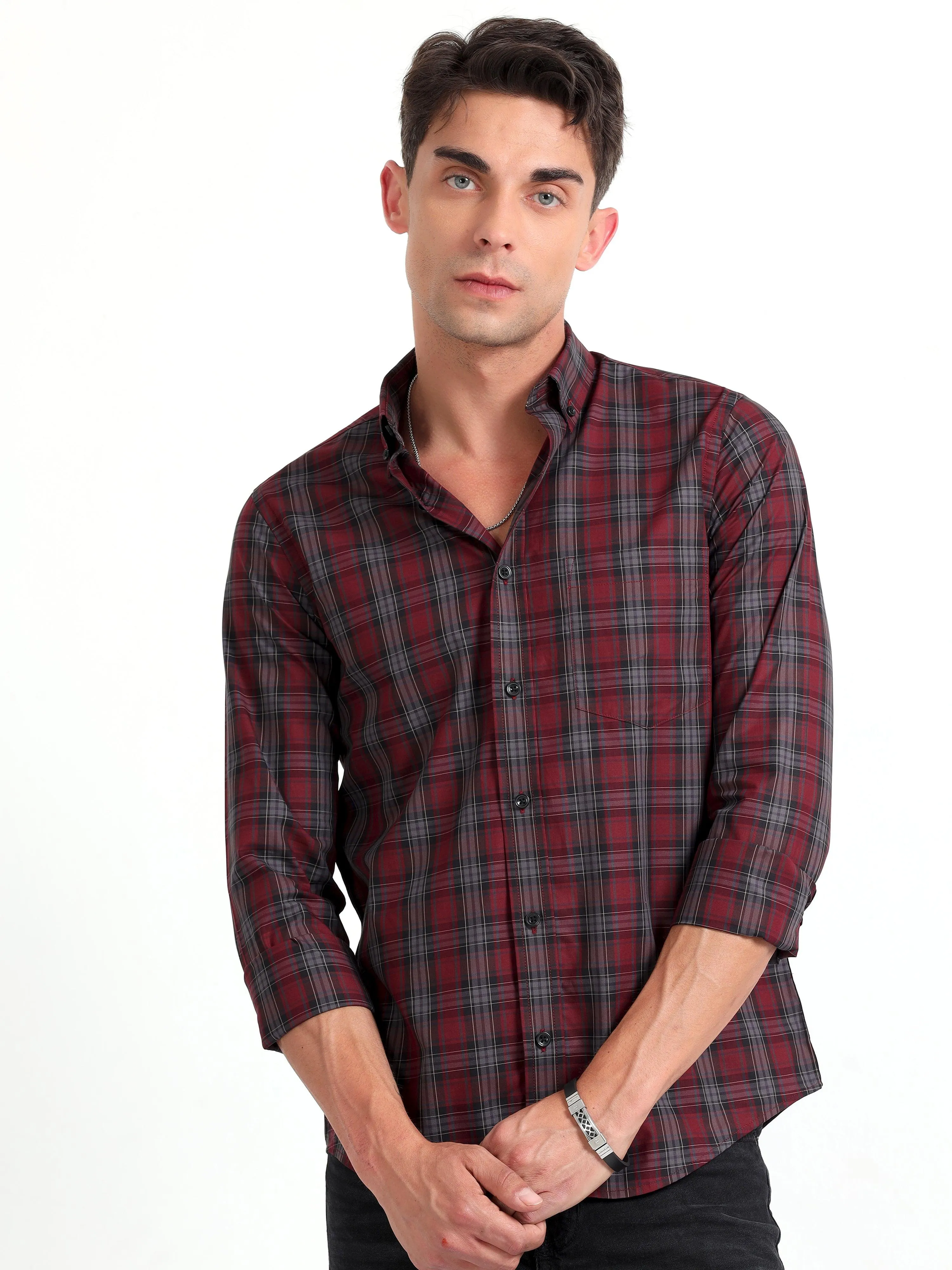 Checkmate Multi Checks Shirt Heath Red