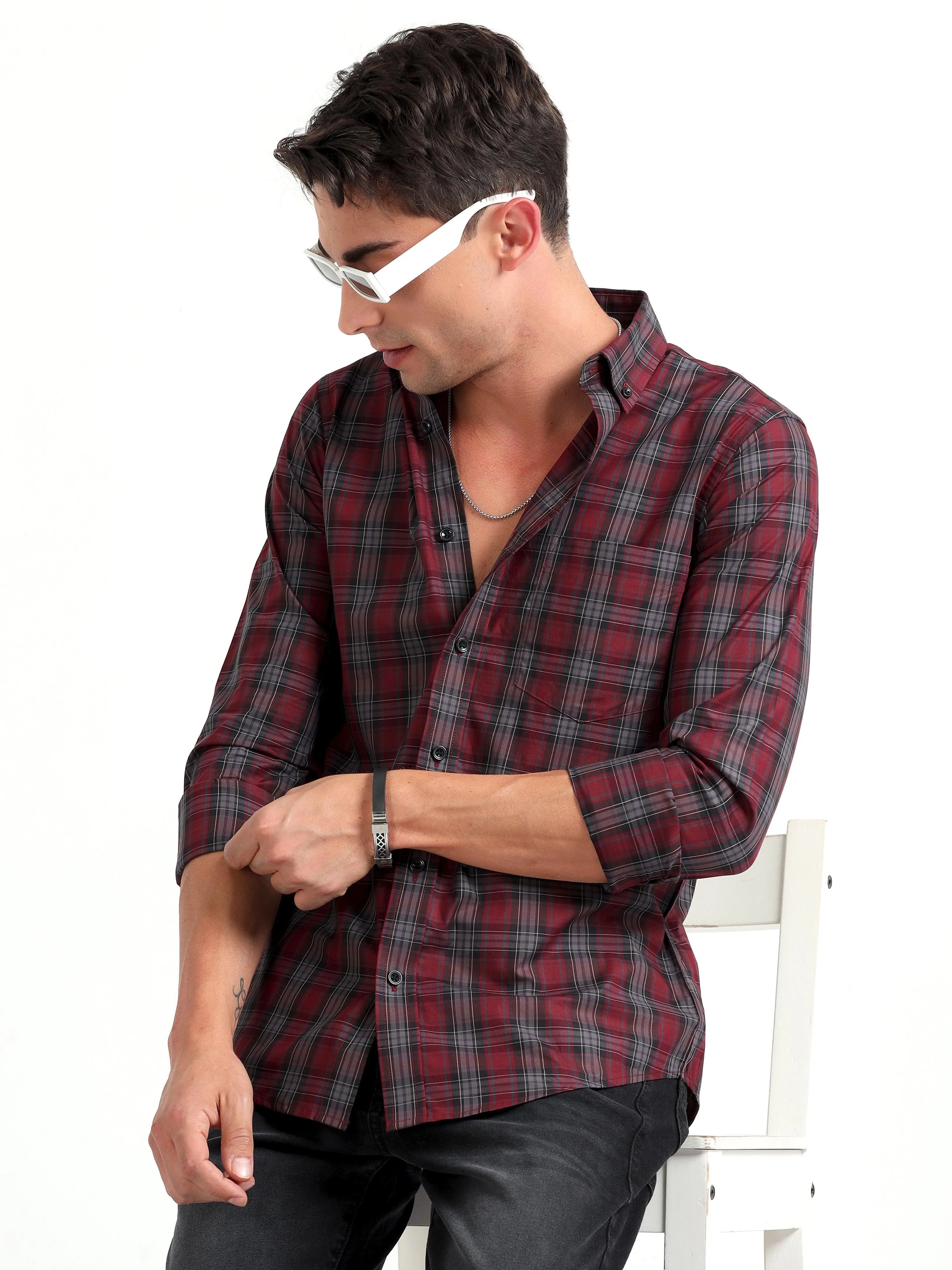 Checkmate Multi Checks Shirt Heath Red