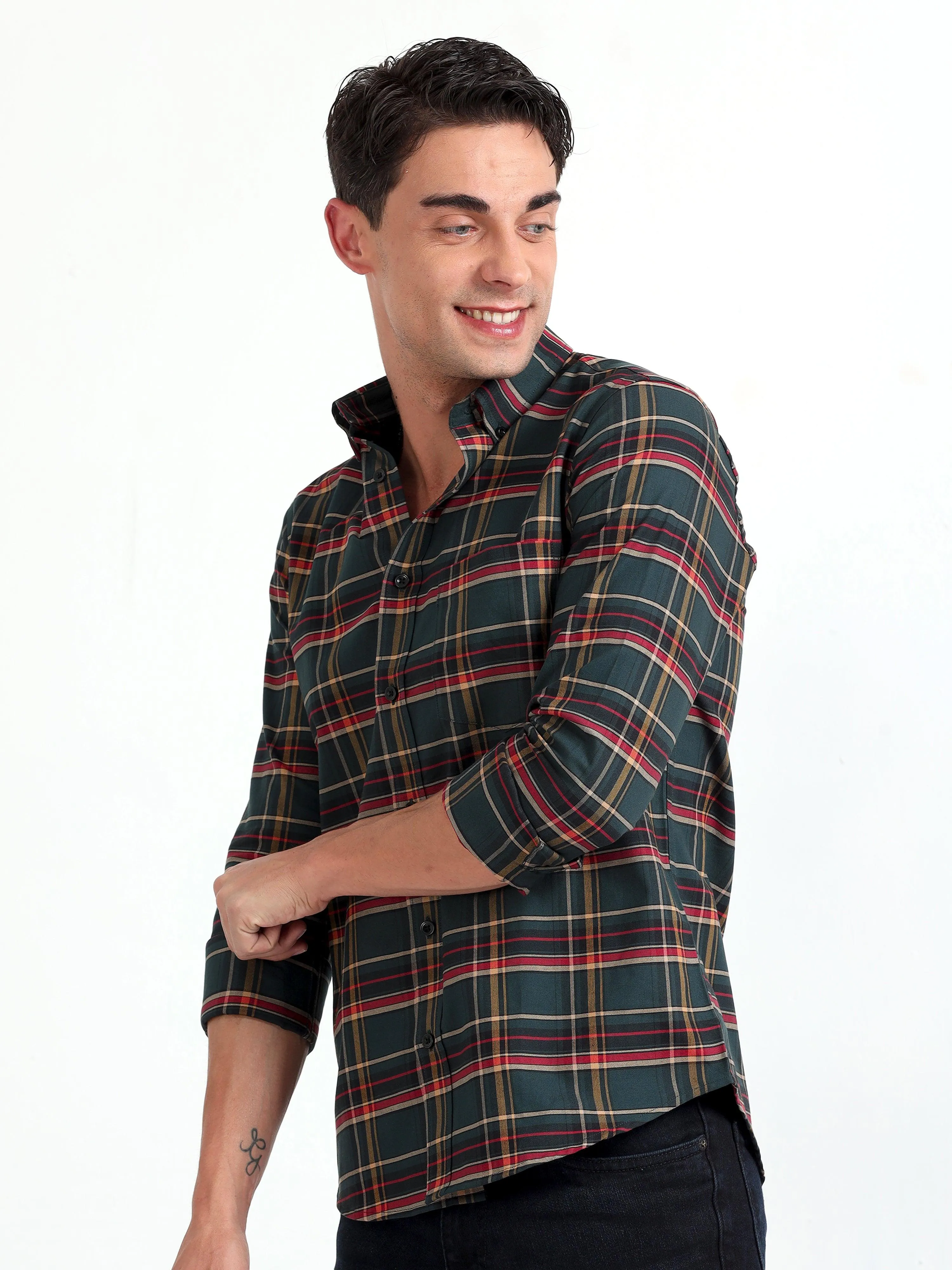 Checkmate Multi Checks Shirt Mineral Green