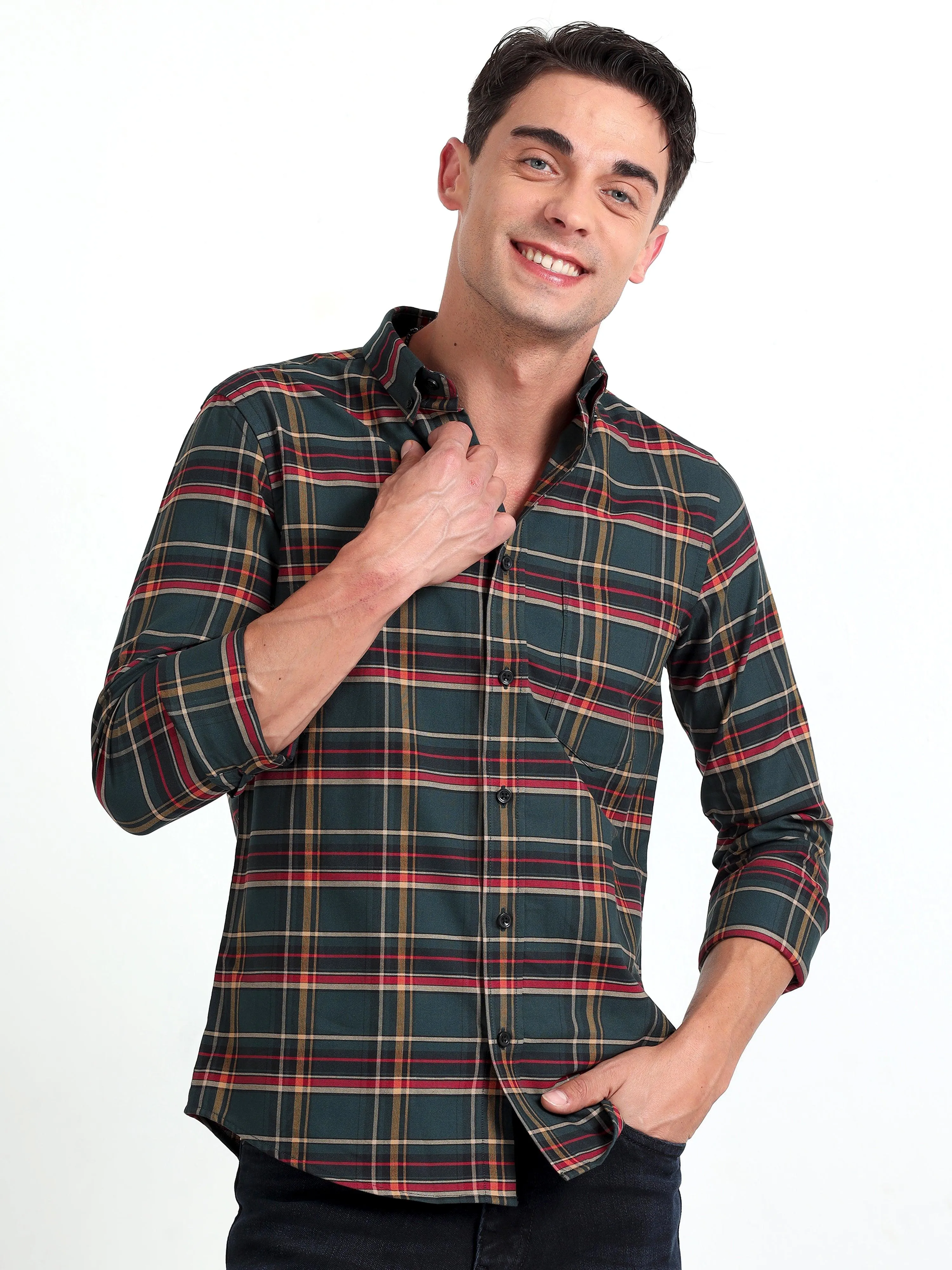 Checkmate Multi Checks Shirt Mineral Green