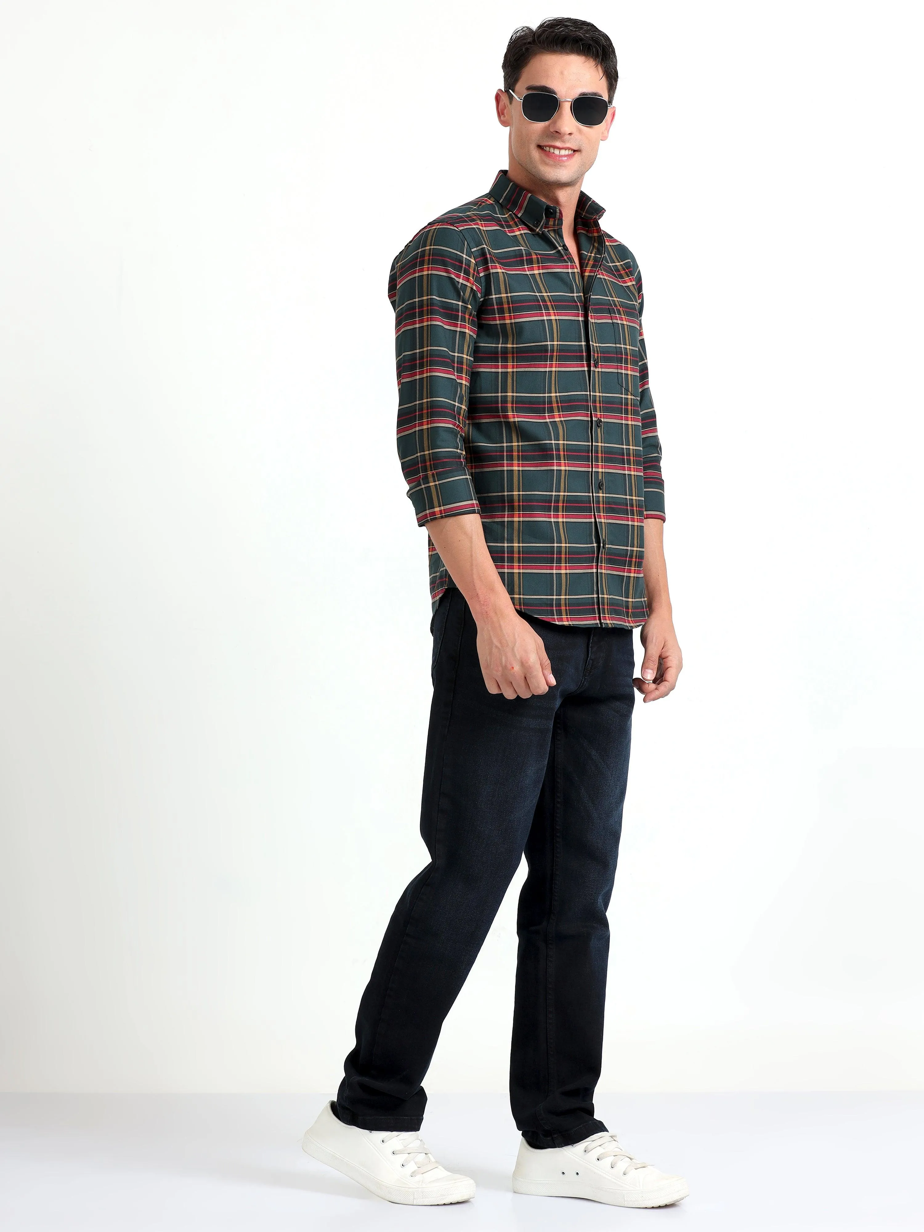 Checkmate Multi Checks Shirt Mineral Green