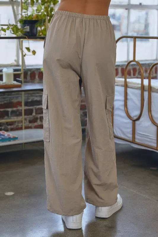 Drawstring Nylon Cargo Pants