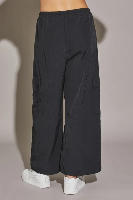 Drawstring Nylon Cargo Pants
