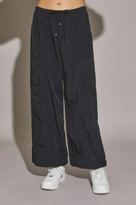 Drawstring Nylon Cargo Pants