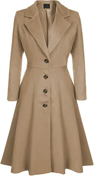 FLITAY Womens Trench Plus Size Casual Pea coat Empire Waist Hooded Checkered Double Breasted Coat