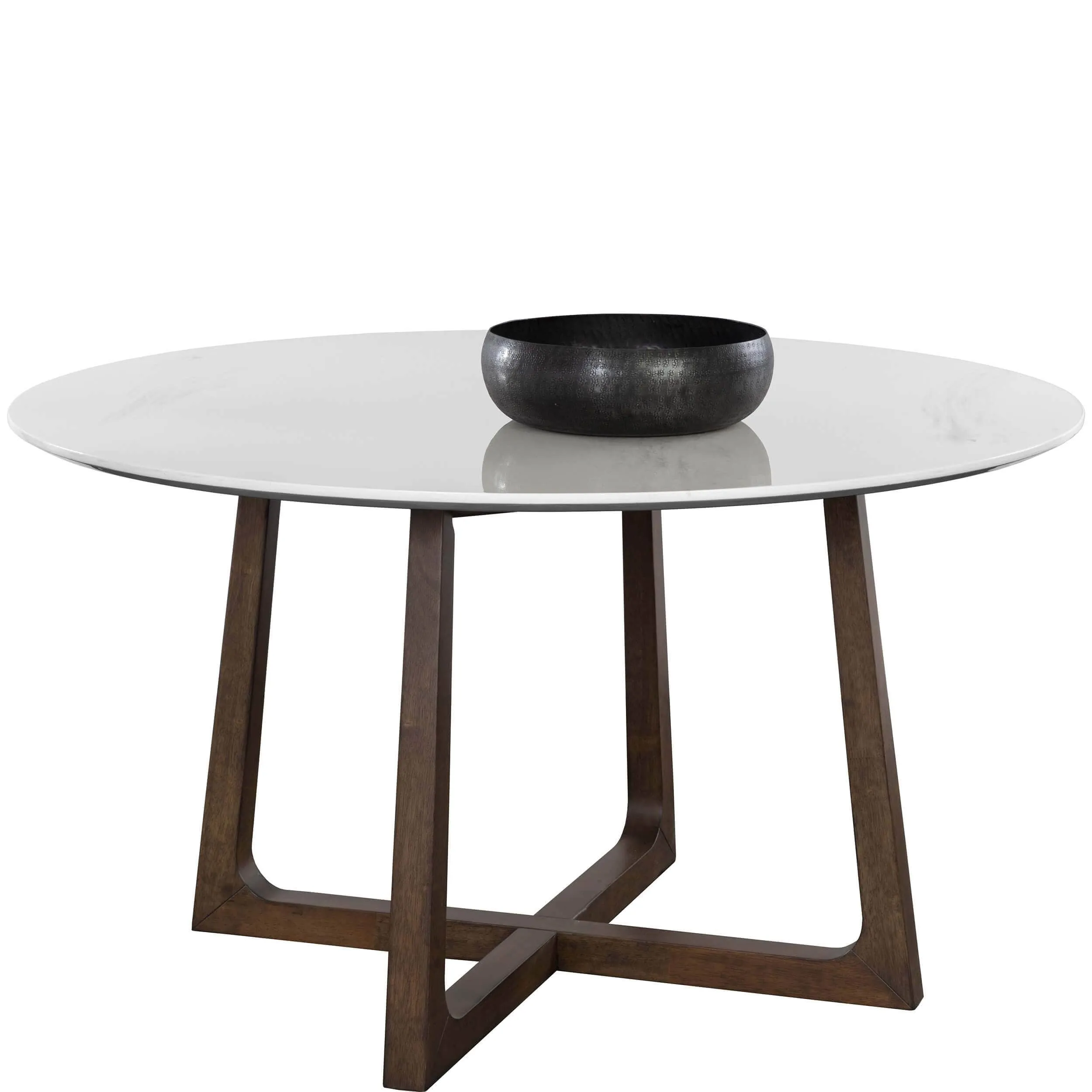 Flores Dining Table, Ebony Brown White Marble