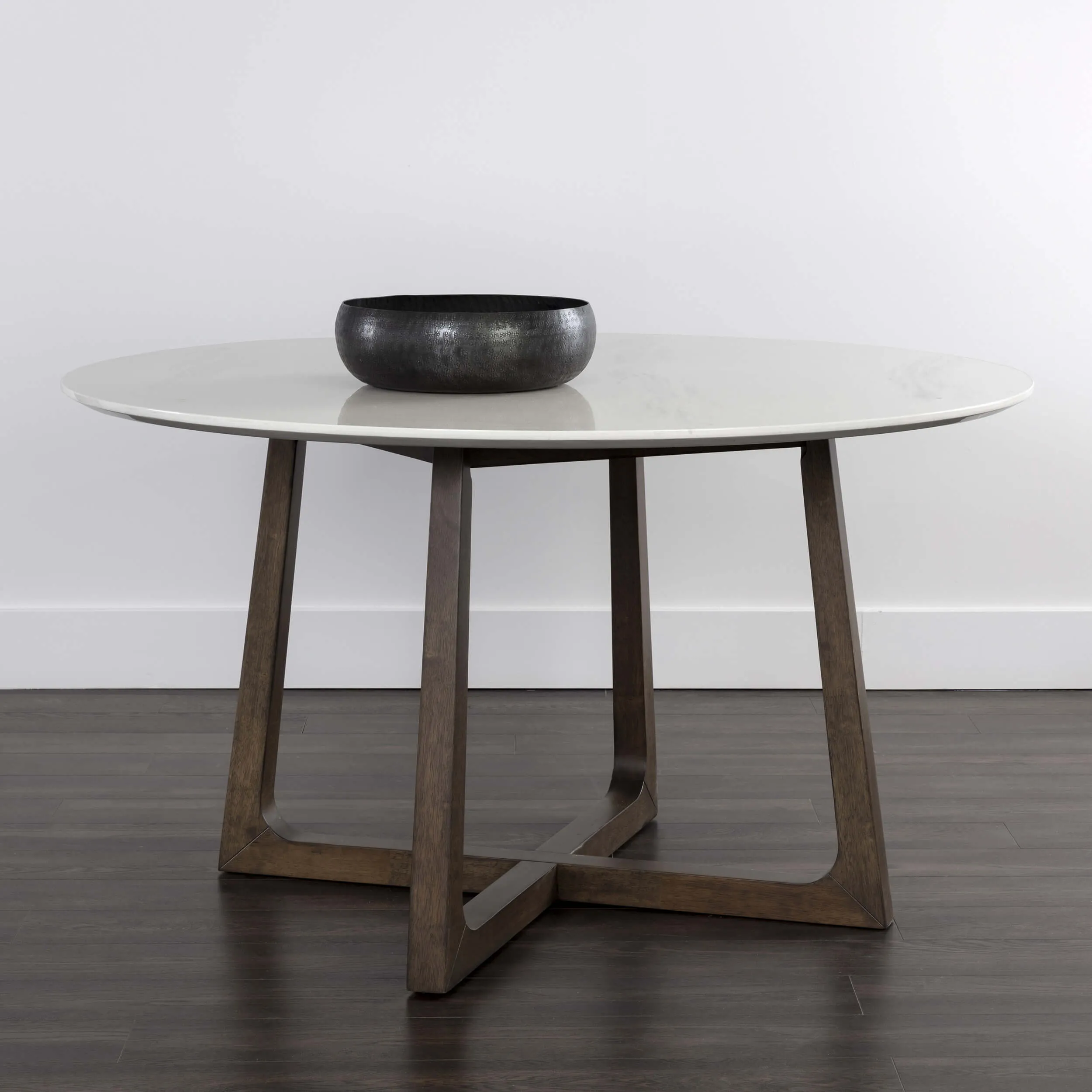 Flores Dining Table, Ebony Brown White Marble