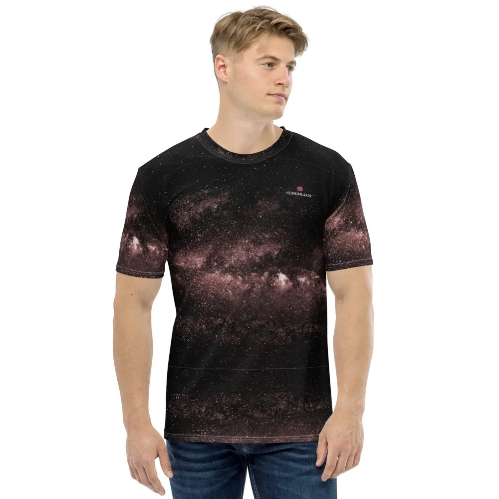 Futuristic Pink Galaxy Men's T-shirt, Pink Galaxies Space Premium Tees For Men-Made in USA/EU/MX