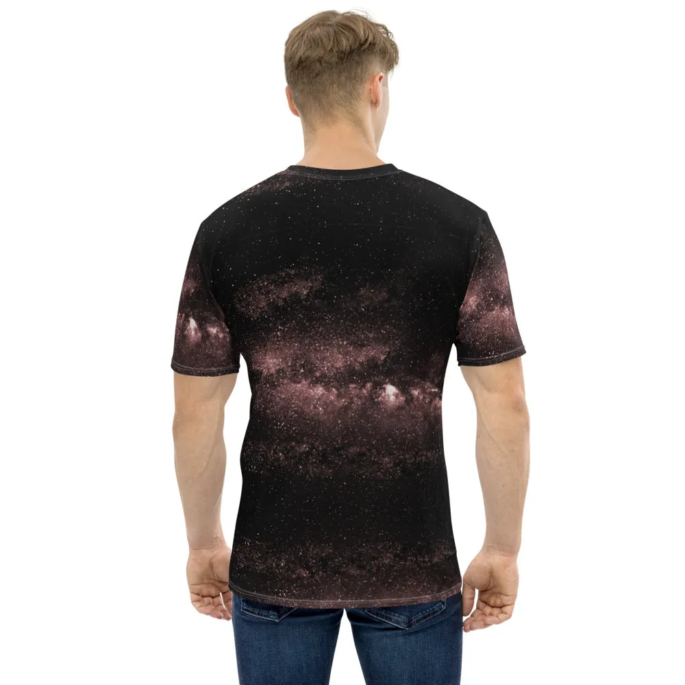 Futuristic Pink Galaxy Men's T-shirt, Pink Galaxies Space Premium Tees For Men-Made in USA/EU/MX