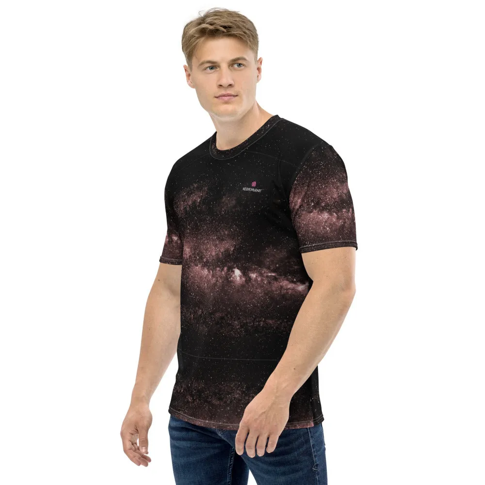 Futuristic Pink Galaxy Men's T-shirt, Pink Galaxies Space Premium Tees For Men-Made in USA/EU/MX