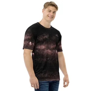 Futuristic Pink Galaxy Men's T-shirt, Pink Galaxies Space Premium Tees For Men-Made in USA/EU/MX