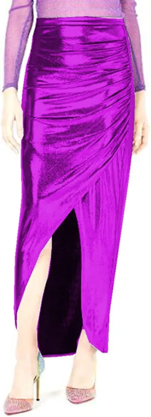 High Waist Pencil Skirt Color Female Vintage Long Pleated Skirt