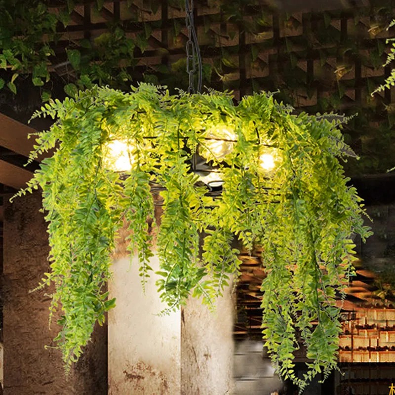 Industrial Metal Black Chandelier with Wire Guard - 3/5 Head Hanging Pendant Light for Restaurants