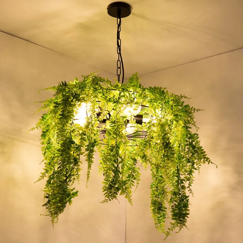 Industrial Metal Black Chandelier with Wire Guard - 3/5 Head Hanging Pendant Light for Restaurants