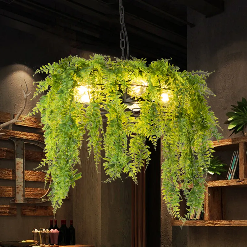 Industrial Metal Black Chandelier with Wire Guard - 3/5 Head Hanging Pendant Light for Restaurants