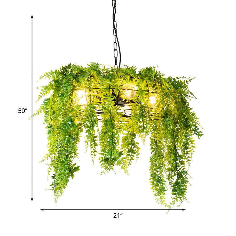 Industrial Metal Black Chandelier with Wire Guard - 3/5 Head Hanging Pendant Light for Restaurants