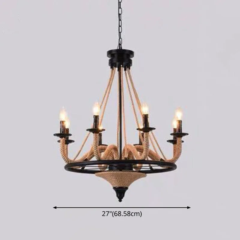 Industrial Wagon Wheel Chandelier Pendant with Adjustable Hanging Chain - Metal Ceiling Light for Restaurants
