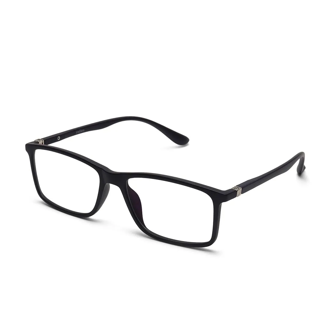 Intellilens® Square Blue Cut Computer Glasses for Eye Protection | Zero Power, Anti Glare & Blue Light Filter Glasses | Frames & Blue Cut Lenses (Black) Pack of 10