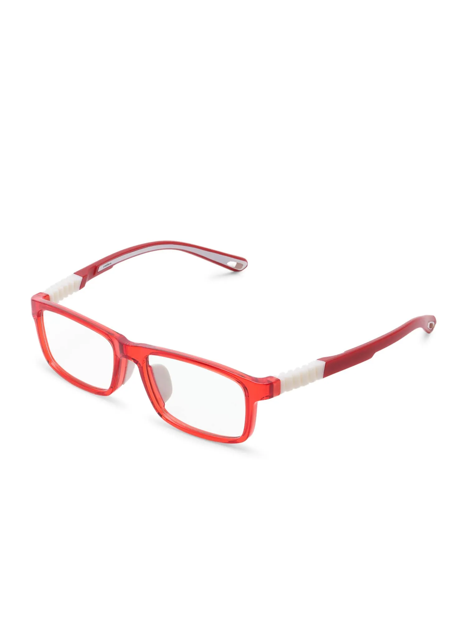 Intellilens Square Kids Computer Glasses for Eye Protection with Lens Cleaner Solution for Spectacles | Zero Power, Anti Glare & Blue Light Filter Glasses | (Red) (49-16-130)