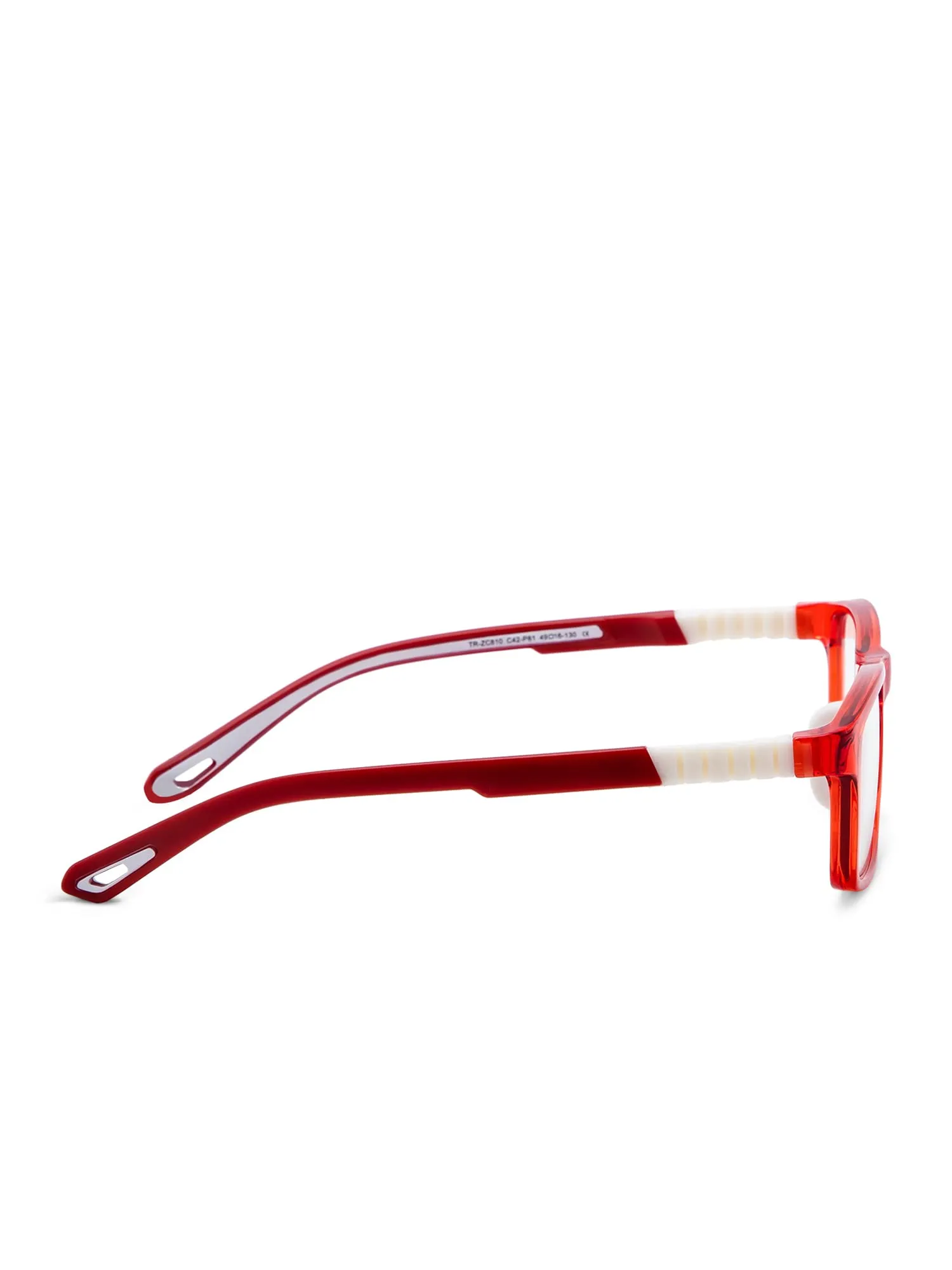 Intellilens Square Kids Computer Glasses for Eye Protection with Lens Cleaner Solution for Spectacles | Zero Power, Anti Glare & Blue Light Filter Glasses | (Red) (49-16-130)