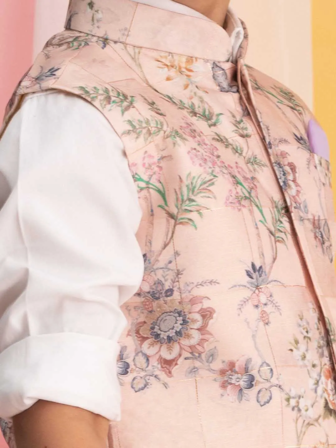 Jashvi Boys' Pink Ethnic Jacket