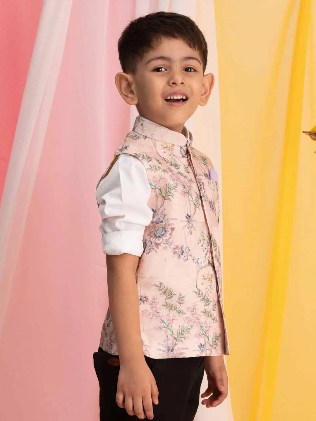 Jashvi Boys' Pink Ethnic Jacket