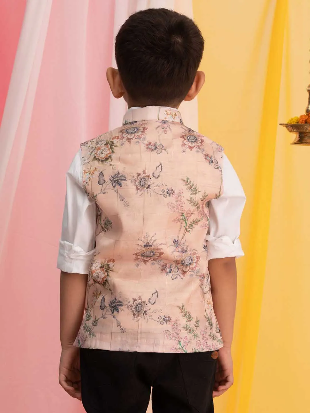 Jashvi Boys' Pink Ethnic Jacket