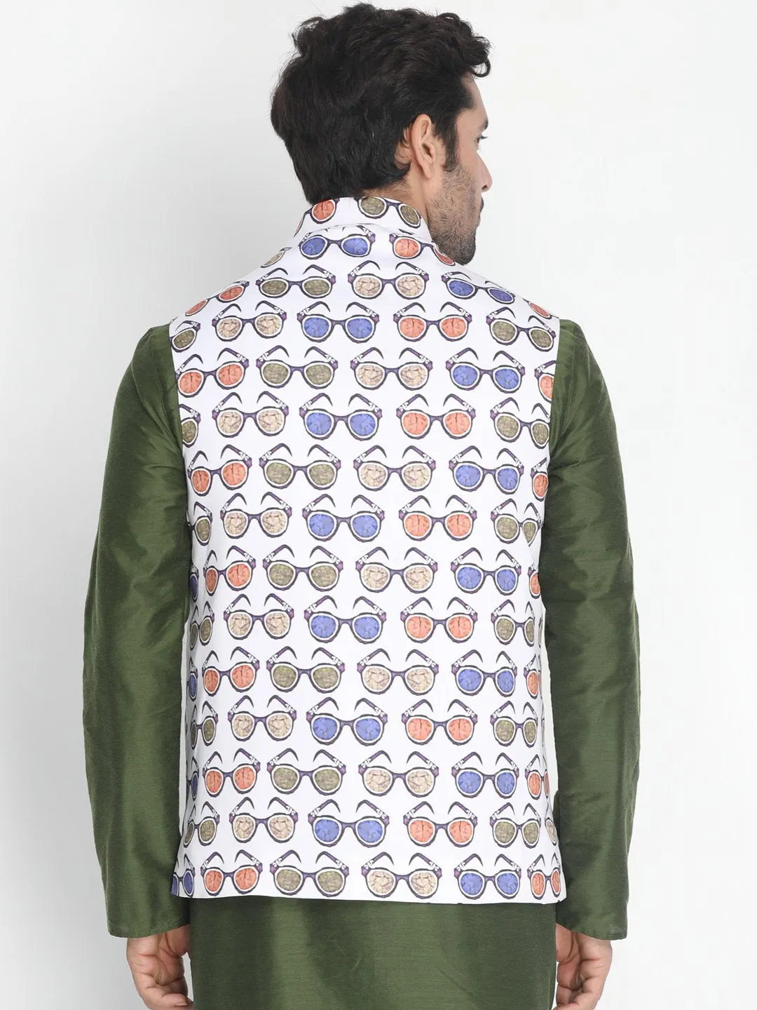 Jashvi Men's Multicolor Silk Blend Ethnic Jacket