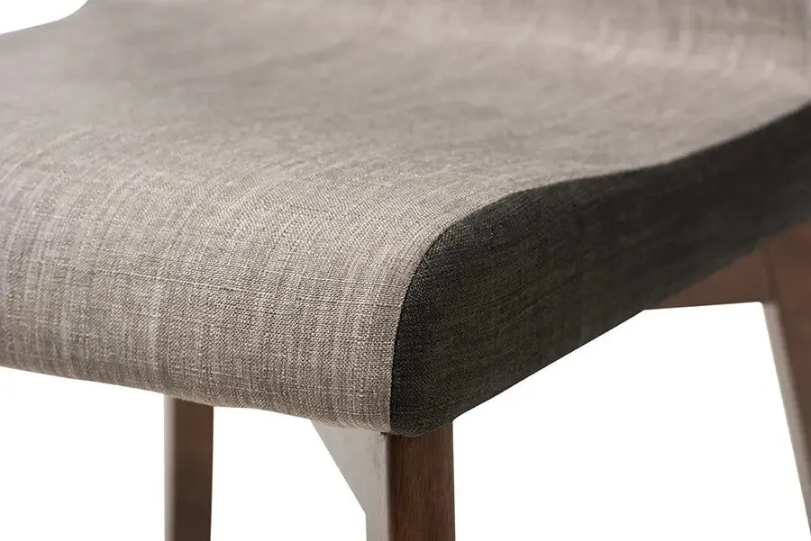 Kimberly Mid-Century Beige & Brown Fabric Dining Chair - 2pcs
