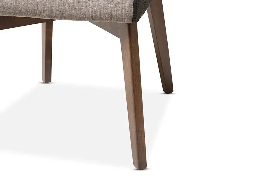 Kimberly Mid-Century Beige & Brown Fabric Dining Chair - 2pcs